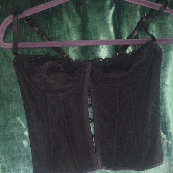 Lace up Black Lace Corset Top adjustable straps SHEIN Medium Gothcore Fairycore - Picture 3 of 9